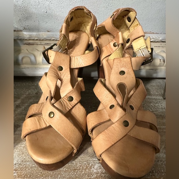 Bed|stu shoes Cobbler series Leather Block heel platform size 8.5 B Made new - Picture 3 of 8